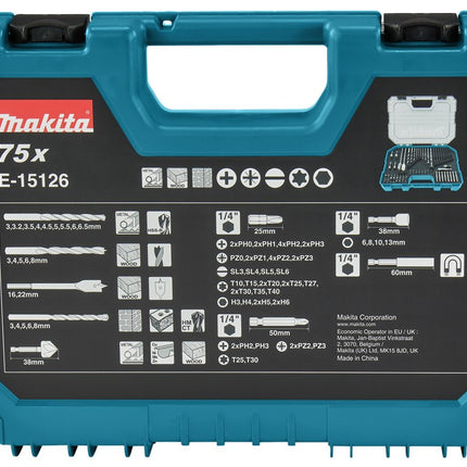 Makita BOOR-/schroefbitset 75-Delig Boor-/schrbitset – E-15126