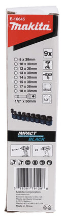 MAKITA KRACHTDOPPENSET 9-DELIG 1/2      IMPACT BLACK
