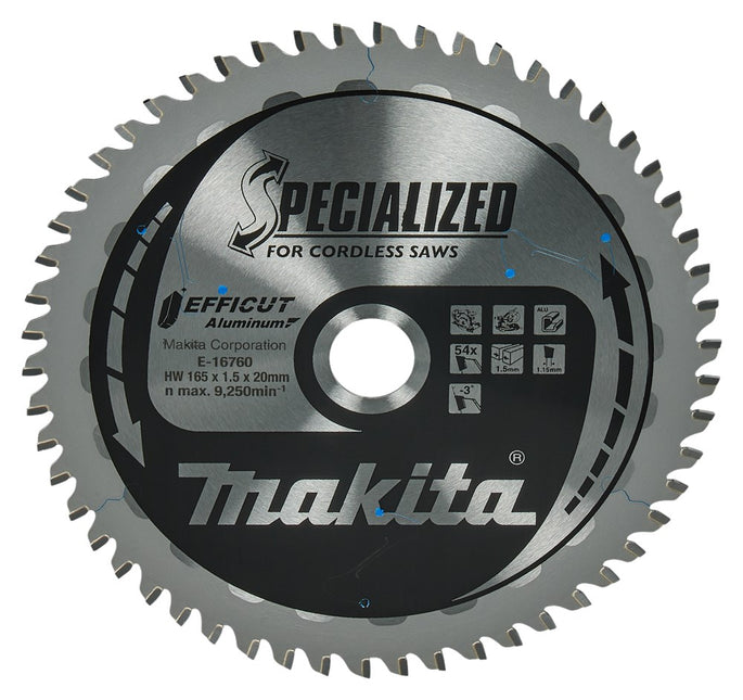 Makita Afkort- en Cirkelzaagblad Aluminium HM Zaagblad 165X20mm 54T -3G Alu – E-16760