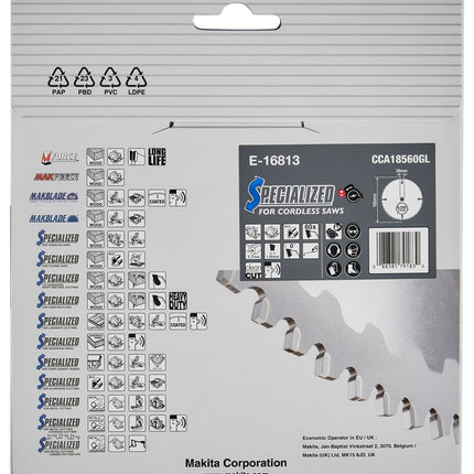 Makita Cirkelzaagblad Aluminium HM Zaagblad 185X30mm 60T 0G Alu – E-16813