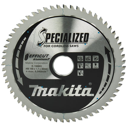 Makita Afkort- en Cirkelzaagblad Aluminium HM Zaagblad 190X30mm 60T 0G Alu – E-16863