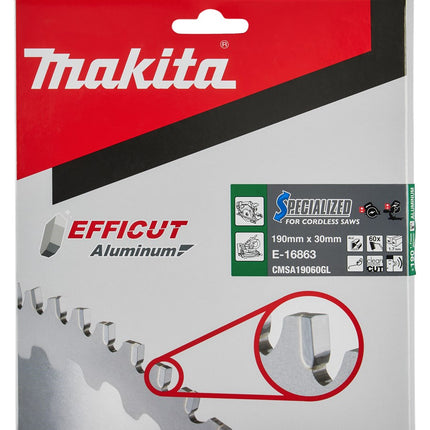 Makita Afkort- en Cirkelzaagblad Aluminium HM Zaagblad 190X30mm 60T 0G Alu – E-16863