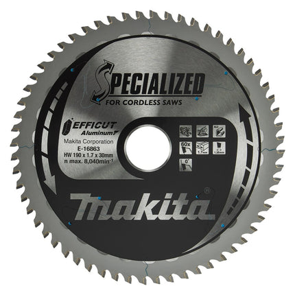 Makita Afkort- en Cirkelzaagblad Aluminium HM Zaagblad 190X30mm 60T 0G Alu – E-16863