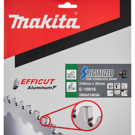 Makita Afkortzaagblad Aluminium HM Zaagblad 216X30mm 63T 0G Alu – E-16916