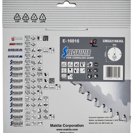 Makita Afkortzaagblad Aluminium HM Zaagblad 216X30mm 63T 0G Alu – E-16916
