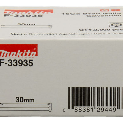 Makita BRAD 30mm 1,3X1,6mm - 2000 ST. Gegalvaniseerd – F-33935