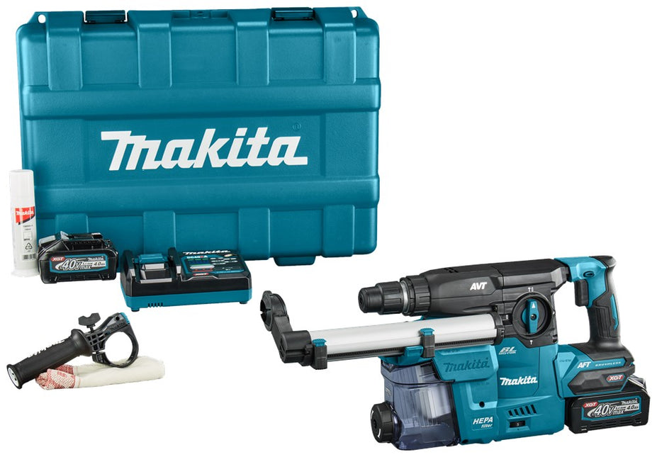 Makita HR008GM202 40V Max Combihamer met Stofafzuiging en 2X 4.0Ah Accu