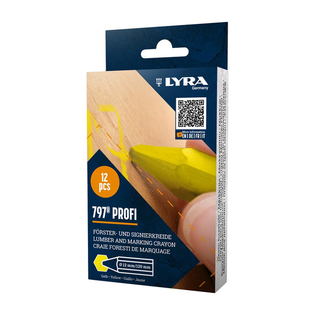 Lyra Merkkrijt Zeskant Geel 12st per DOOS – 4084900550212