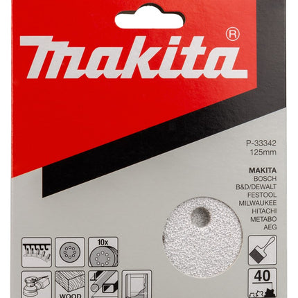Makita Klitschuursch. K40 125mm 10 White Velcro – P-33342