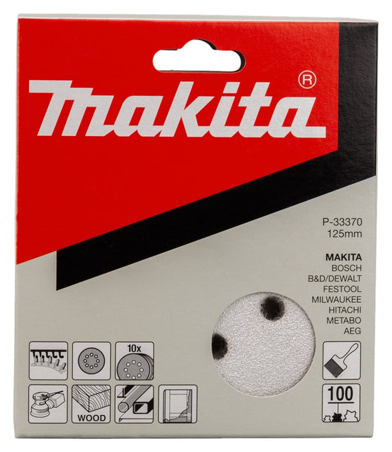Makita Klitschuursch. K100 125mm 10 White Velcro – P-33370