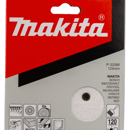 Makita Klitschuursch. K120 125mm 10 White Velcro – P-33386