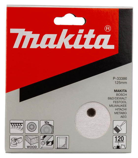 Makita Klitschuursch. K120 125mm 10 White Velcro – P-33386
