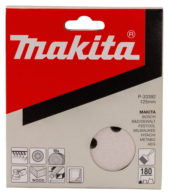 Makita Klitschuursch. K180 125mm 10 White Velcro – P-33392