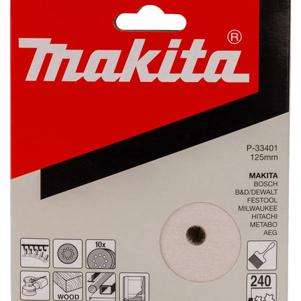 Makita Klitschuursch. K240 125mm 10 White Velcro – P-33401