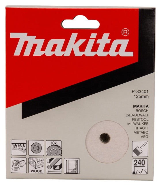Makita Klitschuursch. K240 125mm 10 White Velcro – P-33401