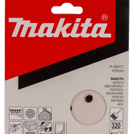 Makita Klitschuursch. K320 125mm 10 White Velcro – P-33417