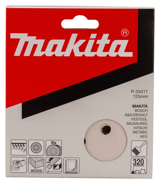 Makita Klitschuursch. K320 125mm 10 White Velcro – P-33417