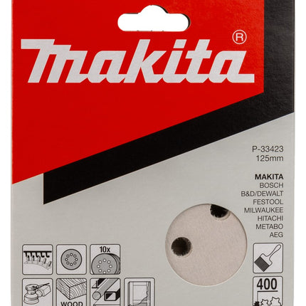 Makita Klitschuursch. K400 125mm 10 White Velcro – P-33423