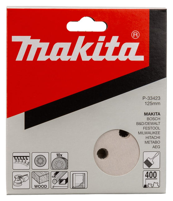 Makita Klitschuursch. K400 125mm 10 White Velcro – P-33423