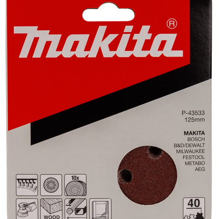 Makita Schuurschijf 125mm K40 Red Velcro – P-43533
