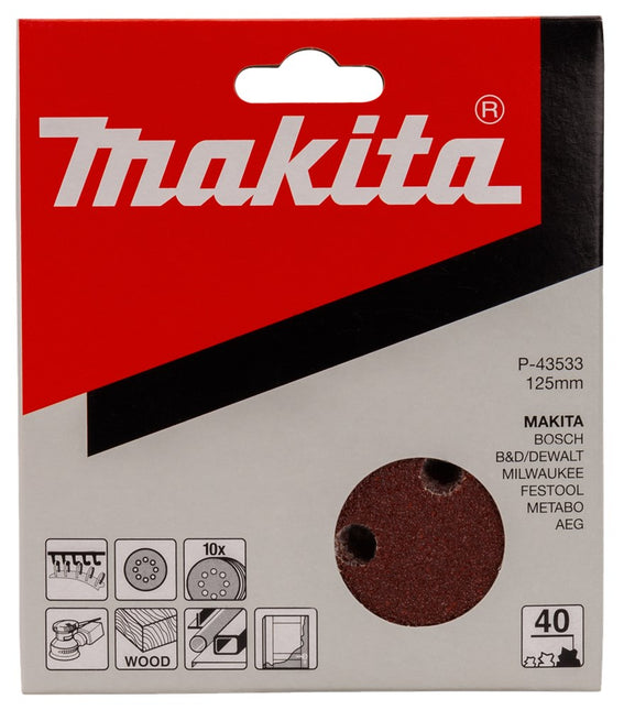 Makita Schuurschijf 125mm K40 Red Velcro – P-43533