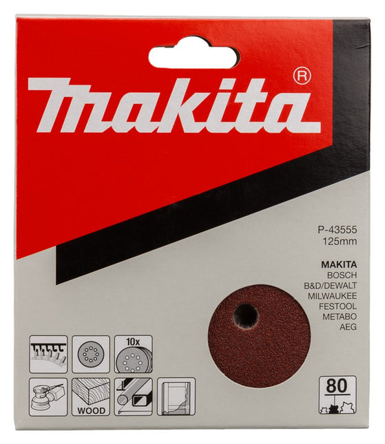 Makita Schuurschijf 125mm K80 Red Velcro – P-43555