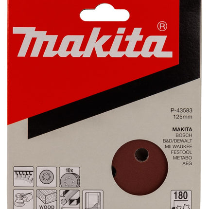 Makita Schuurschijf 125mm K180 Red Velcro – P-43583
