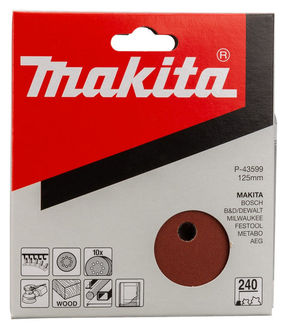 Makita Schuurschijf 125mm K240 Red Velcro – P-43599