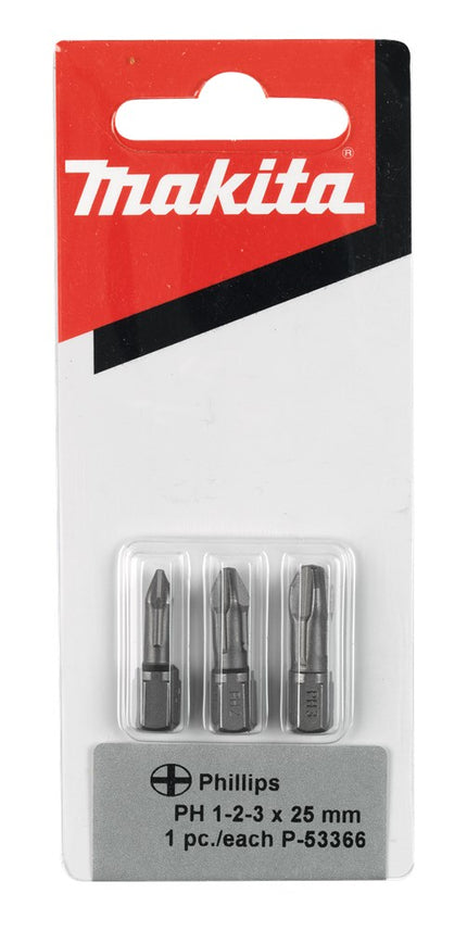 Makita Schroefbitset PH1/2/3X25mm – P-53366