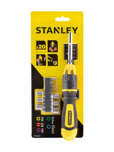 STANLEY MULTIBIT SCHROEVENDRAAIER MET RATEL 20-DELIG