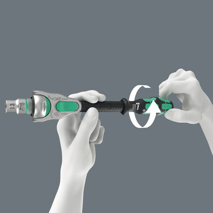 <b>Echte sneldraaiers</b><br/>De Zyklop Speed-ratels zijn echte sneldraaiers: De vliegwielconstructie zorgt voor de ongelofelijke versnelling van het schroefproces. De Kraftform-Greep en de vrijloophuls ondersteunen een hoge werksnelheid, vooral wanneer de ratel, door te weinig weerstand, nog niet g