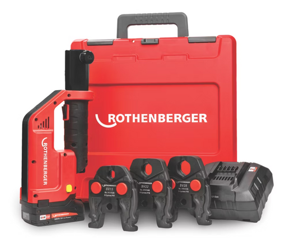 Rothenberger Romax Compact III Accu-Persmachineset SV 15‑22‑28 mm – 1000004275