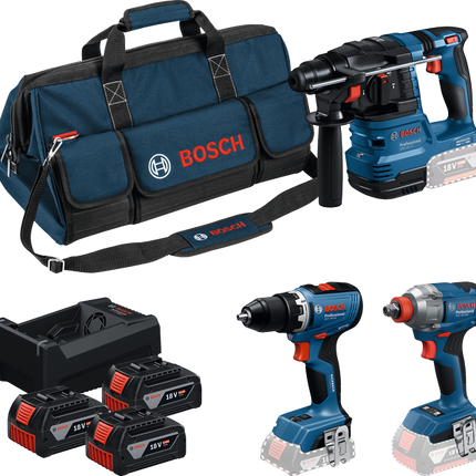 BOSCH 3-TOOLKIT 18V GSR+GDX+GBH