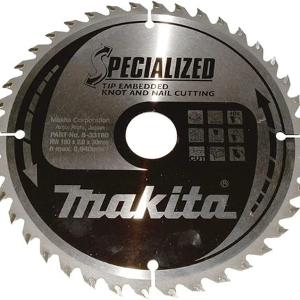 Makita Cirkelzaagblad Hout 190x30x2mm 40T - B-33180