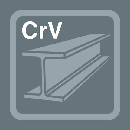 <b>Chroom-vanadium</b><br/>Vanwege de uitvoering in chroom-vanadium staal zijn de insteekgereedschappen geschikt voor hoge belastingen.