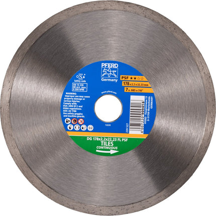 Afbeelding PFERD TOOLS diamant-doorslijpschijven voor de bouwindustrie, uitvoering met gesloten rand psf DG 178 x 2,2 x 22,23 FL PSF