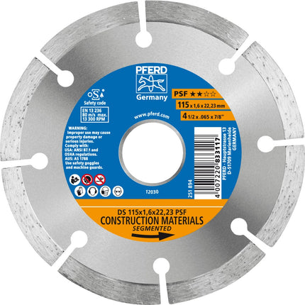 Afbeelding PFERD TOOLS diamant-doorslijpschijven voor de bouwindustrie, uitvoering gesegmenteerd psf DS 115x1,6x22,23 START