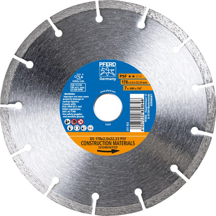 Afbeelding PFERD TOOLS diamant-doorslijpschijven voor de bouwindustrie, uitvoering gesegmenteerd psf DS 178x2,0x22,23 START