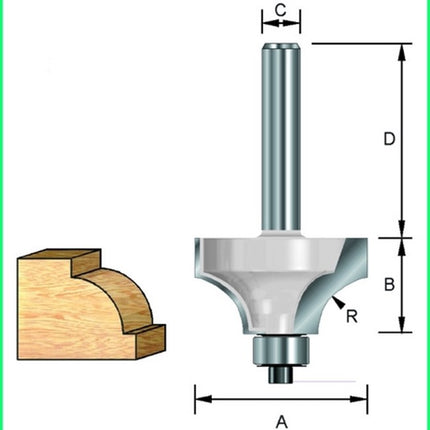 ENT Kwartrondfrees R=8mm + Lager D=8mm – 7909812