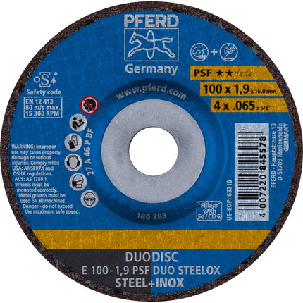 Afbeelding PFERD TOOLS slijpschijf E PSF DUO STEELOX