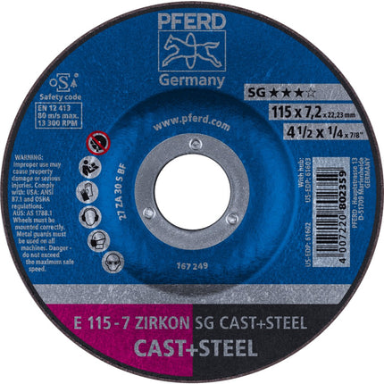 Afbeelding PFERD TOOLS afbraamschijf gietijzer E SG CAST+STEEL