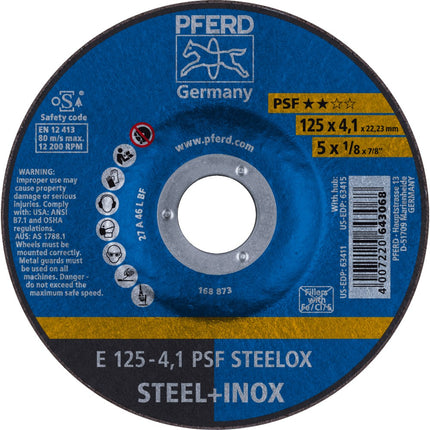 Afbeelding PFERD TOOLS afbraamschijf rvs E PSF STEELOX
