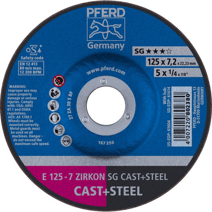 Afbeelding PFERD TOOLS afbraamschijf gietijzer E SG CAST+STEEL