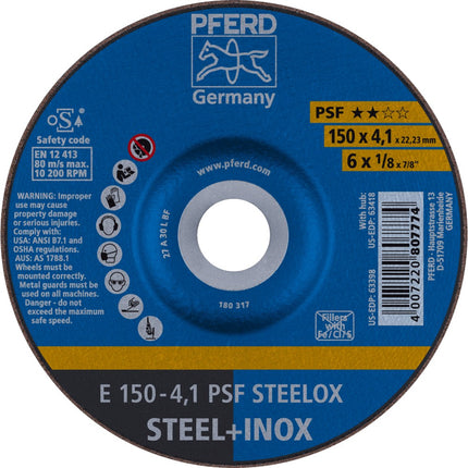 Afbeelding PFERD TOOLS afbraamschijf rvs E PSF STEELOX