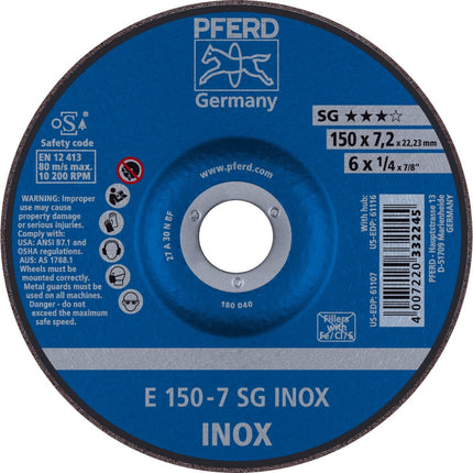 Afbeelding PFERD TOOLS afbraamschijf rvs E SG INOX