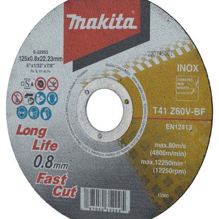 MAKITA INOX DOORSLIJPSCHIJF 125X0,8 RVS - 12ST