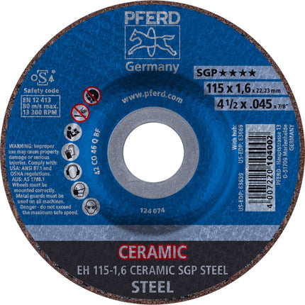 Afbeelding PFERD TOOLS doorslijpschijf, ceramic EH/EHT SGP STEEL