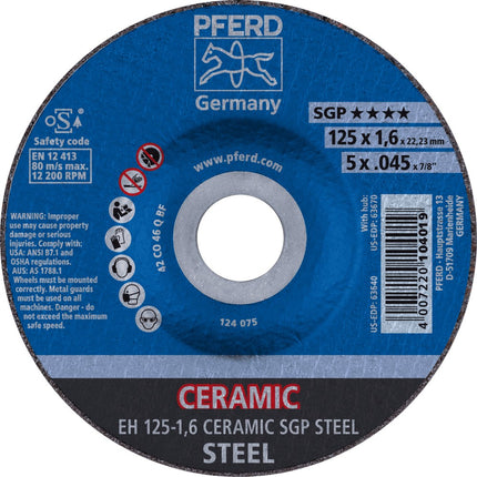 Afbeelding PFERD TOOLS doorslijpschijf, ceramic EH/EHT SGP STEEL