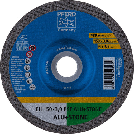Afbeelding PFERD TOOLS doorslijpschijf, non-ferro metalen EH/EHT PSF ALU+STONE
