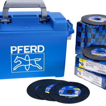 PFERD DOORSLIJPSCHIJF STEELOX 125X1,0MM       100 STUKS IN KUNSTSTOF KOFFER